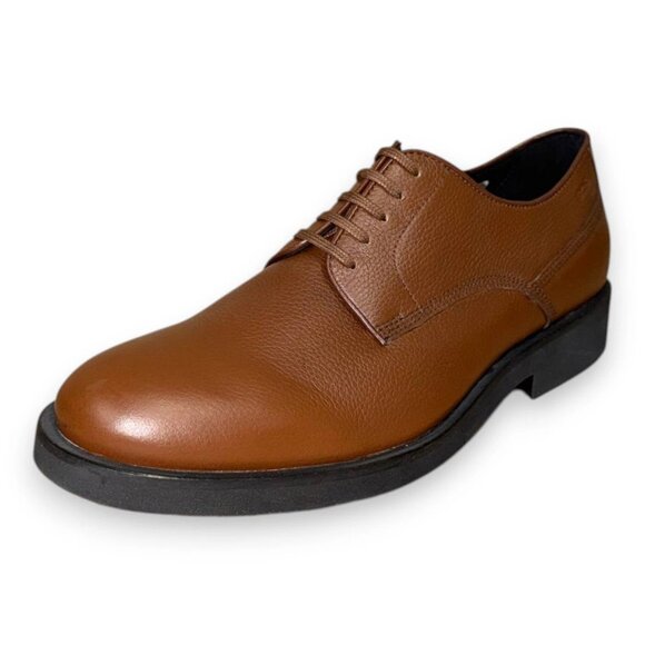 BOSS Baird Men's Brown Leather Derby Shoes US 9 (UK 8 EU 42) MSRP $199 - Picture 1 of 4